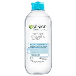 Garnier SkinActive Micellar Water For Waterproof Makeup, Facial Cleanser & Makeup Remover, 13.5 Fl Oz (400mL), 1 Count (Packaging May Vary)