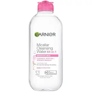 Garnier Micellar Water, Hydrating Facial Cleanser & Makeup Remover, Suitable for Sensitive Skin, Vegan, Cruelty Free, 13.5 Fl Oz (400mL), 1 Count