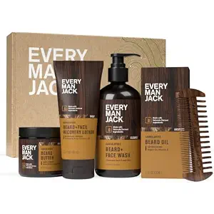 Every Man Jack Complete Beard Care Kit for Men, Sandalwood Teak, Gift Set