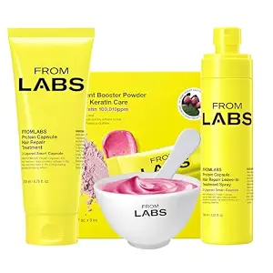FROMLABS Korean Glass Hair Care Trio Routine – Deep Conditioning Protein Repair Mask, Keratin Bond & Split End Repair Powder & Leave-In Anti-Frizz Detangler Spray | for Curly, Wavy, Damaged Hair