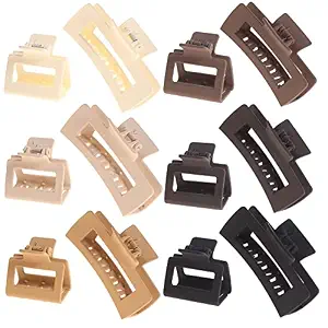 Alemaky 12 Pack Square Claw Clips, Big and Small Neutral Rectangle Hair Claw Clips, Non-slip Matte Large Hair Clips for Women,Strong Hold jaw clip for Thick Thin Hair (Neutral)