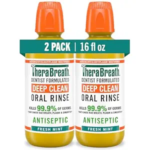 TheraBreath Deep Clean Mouthwash, Fresh Mint Flavor, 16 fl oz, 2-Pack
