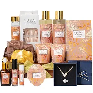 Spa Gift Basket for Women, Coconut Vanilla Bath and Body Set