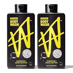 W By Jake Paul Body Wash for Men, Odor Fighting, Deep Cleaning Shower Gel, Hydrating Mens Bodywash, Deep Woods Scent, 2 Pack, 18 fl oz
