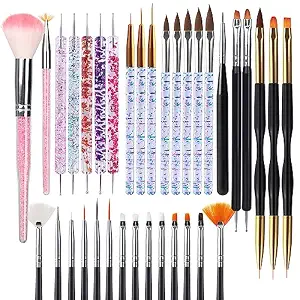 Artdone 35pcs Nail Art Pens brushes,Nail Art Tool Set,Nail Dotting Tools,Nail Dust Brush,Striping Nail Art Brushes for Long Lines,Nail Drawing Pen For Nail Design