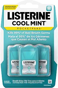 Listerine PocketPaks Breath Strips, Cool Mint, 24-Strip Pack, 3 Pack