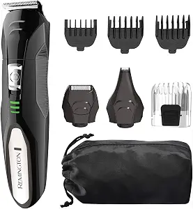 Remington All-in-One Grooming Kit, Lithium Powered, 8 Piece Set, Black