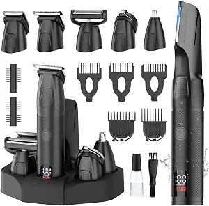 Bomxin Manscape Body & Beard Trimmer for Men,Waterproof,6 in 1 Grooming Kit