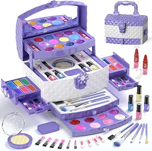 56 Pcs Kids Makeup Set for Girls, Washable Real Cosmetic Toddler Makeup Kit
