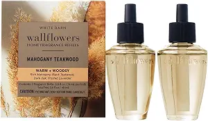 Bath & Body Works Wallflowers Refills, Mahogany Teakwood Scent, Plug-In Air Freshener Refills for Bedrooms, Bathrooms & Living Spaces, 2 Pack