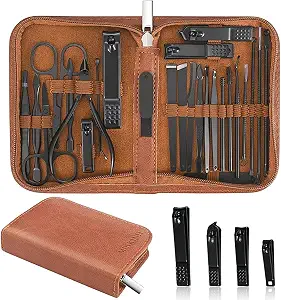 MINKINH Manicure Set Professional Nail Clipper Kit-26 Pieces,Brown