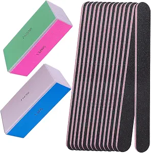 Nail File and Buffer Set, 4 Way Nail Buffers Shine Kit Professional Nail Files for Natural Nails Manicure Filer Filing Polishing Buff Nail Care Smoother Buffing Fingernail 100/120/240/600/3000 Grit