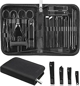 MINKINH Manicure Set Professional Nail Clipper Kit-26 Pieces for Men, Black